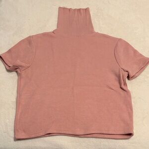Zara Pink Short Sleeve Turtleneck Top